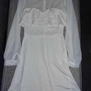 New White Sheer Long Sleeve Dress